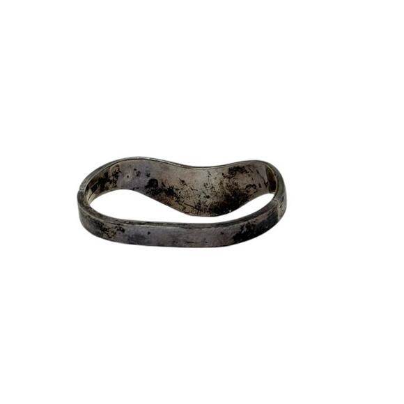 Vintage Mexico Silver Bangle Bracelet Inlaid Turquoise Onyx Stone Natural Unique - Picture 3 of 6